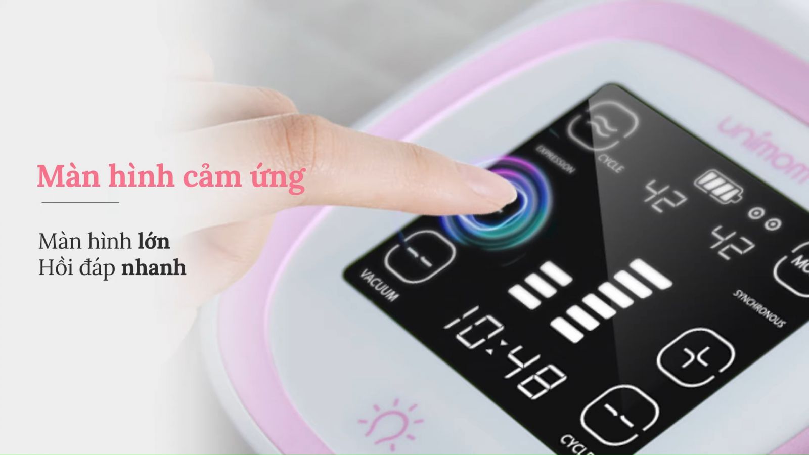 Máy hút sữa điện đôikèm pin sạc thế  hệ mới 2 Động cơ LCD Unimom Opera UM872262 HÀN QUỐC TẶNG KÈM Ba lô/ máy hâm sữa Fatz FB2010VN/FB3093VN