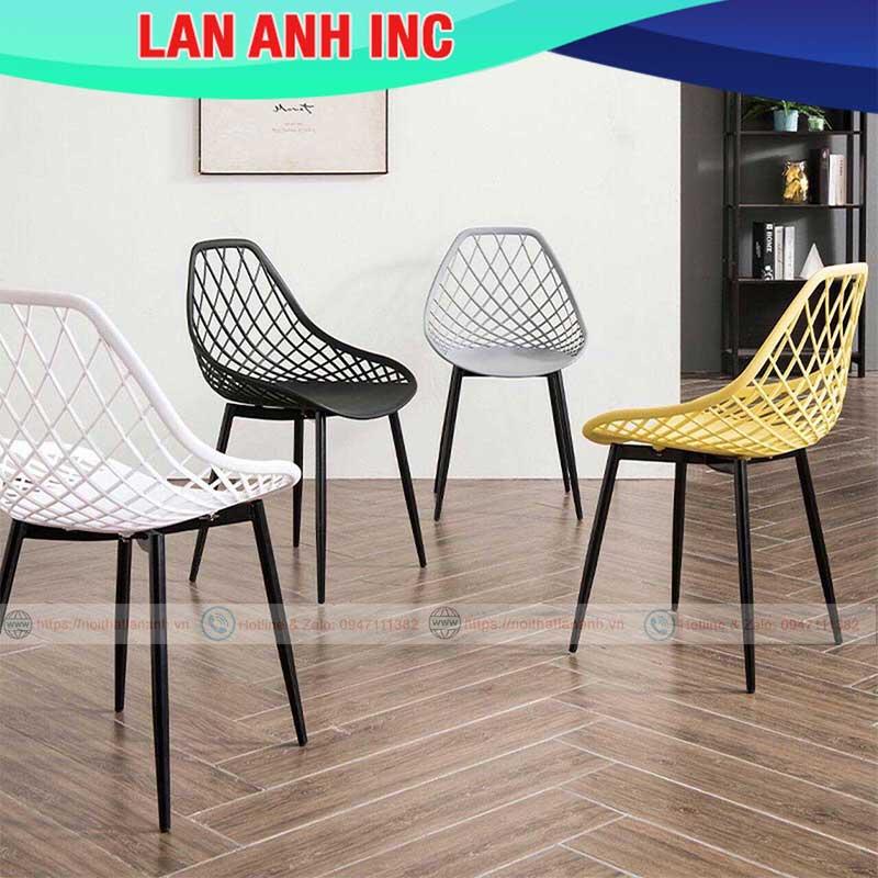 Ghế nhựa cafe văn phòng bàn ăn cao chân sắt sơn tĩnh điện đẹp hiện đại LAE4012