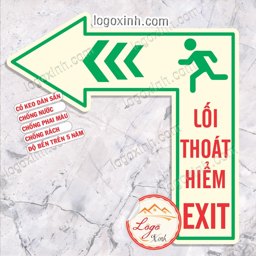 Logo sticker Mũi tên thoát hiểm dán trên nền, sàn nhà , mũi tên Exit chỉ hướng thoát hiểm, chống nước, chống phai màu