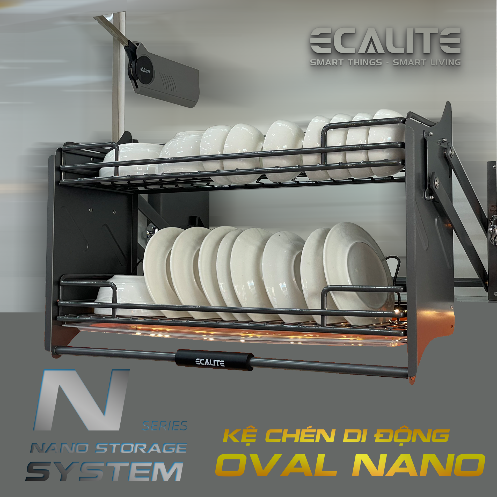Kệ chén di động tủ trên Ecalite EL-N4118G - Tủ ngang 800mm - thép Carbon phủ Nano 5 lớp - Hàng chính hãng 