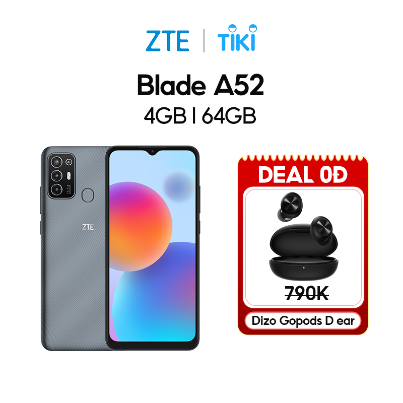 Điện thoại ZTE Blade A52 4GB l 64GB, Pin 5000mAh, Màn hình 6.52