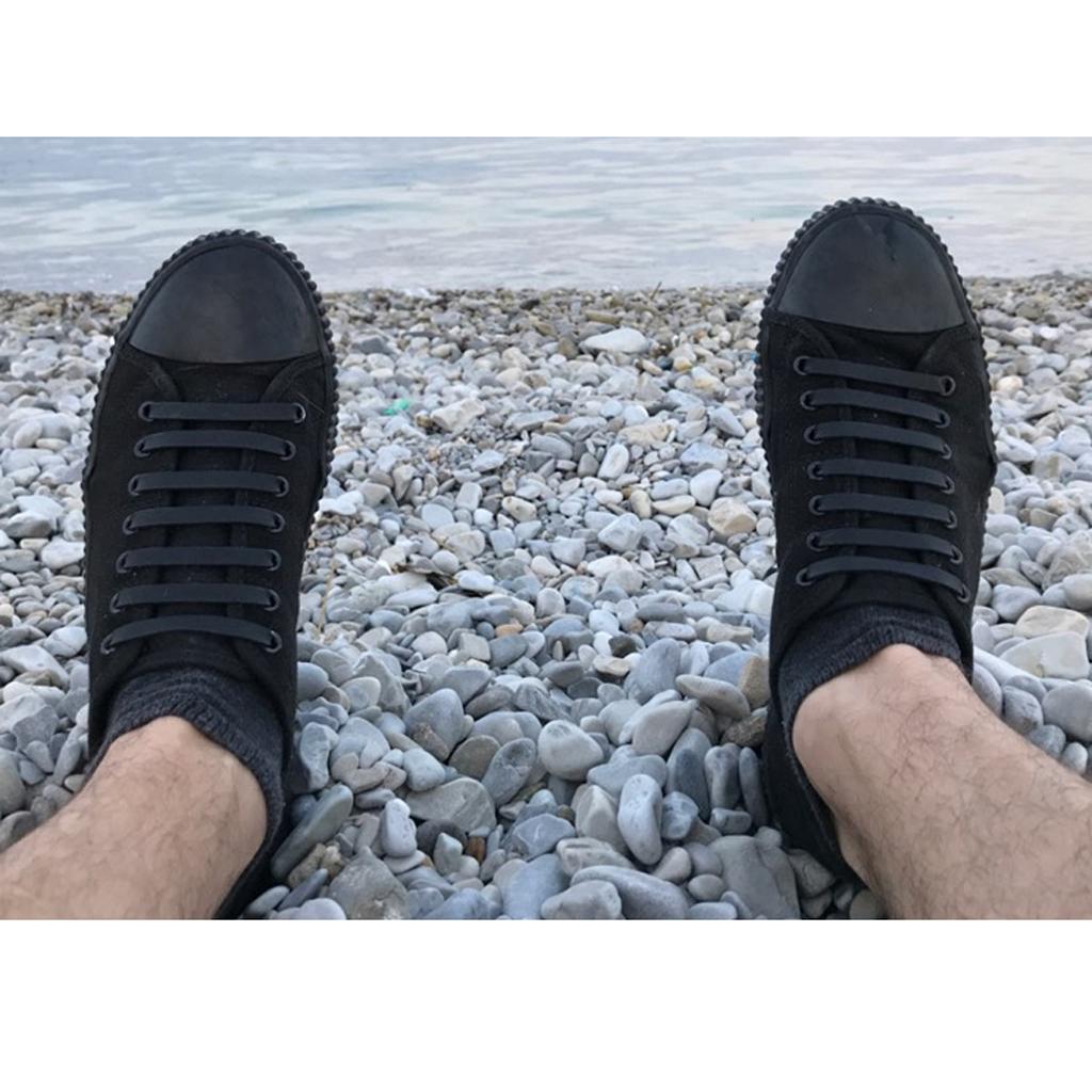 2x16 Pieces Elastic Silicone Shoelaces No Tie Shoe Laces Unisex White