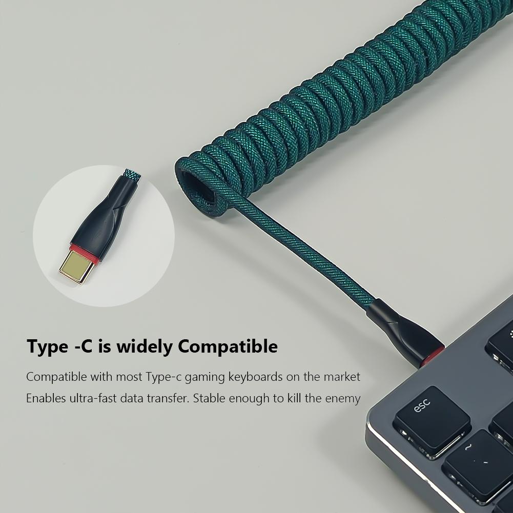 Mới Nhất Bàn Phím Cơ Cáp Cuộn Dây Cáp USB Loại C Máy Tính Hàng Không Cổng Kết Nối Bàn Phím Cơ Aviator Dây 1.8M