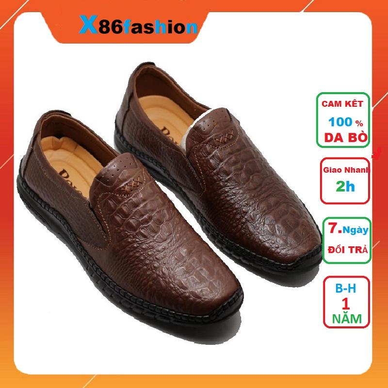Giày Lười Nam Da Bò - Đế Cao Su size từ 38 đến 42