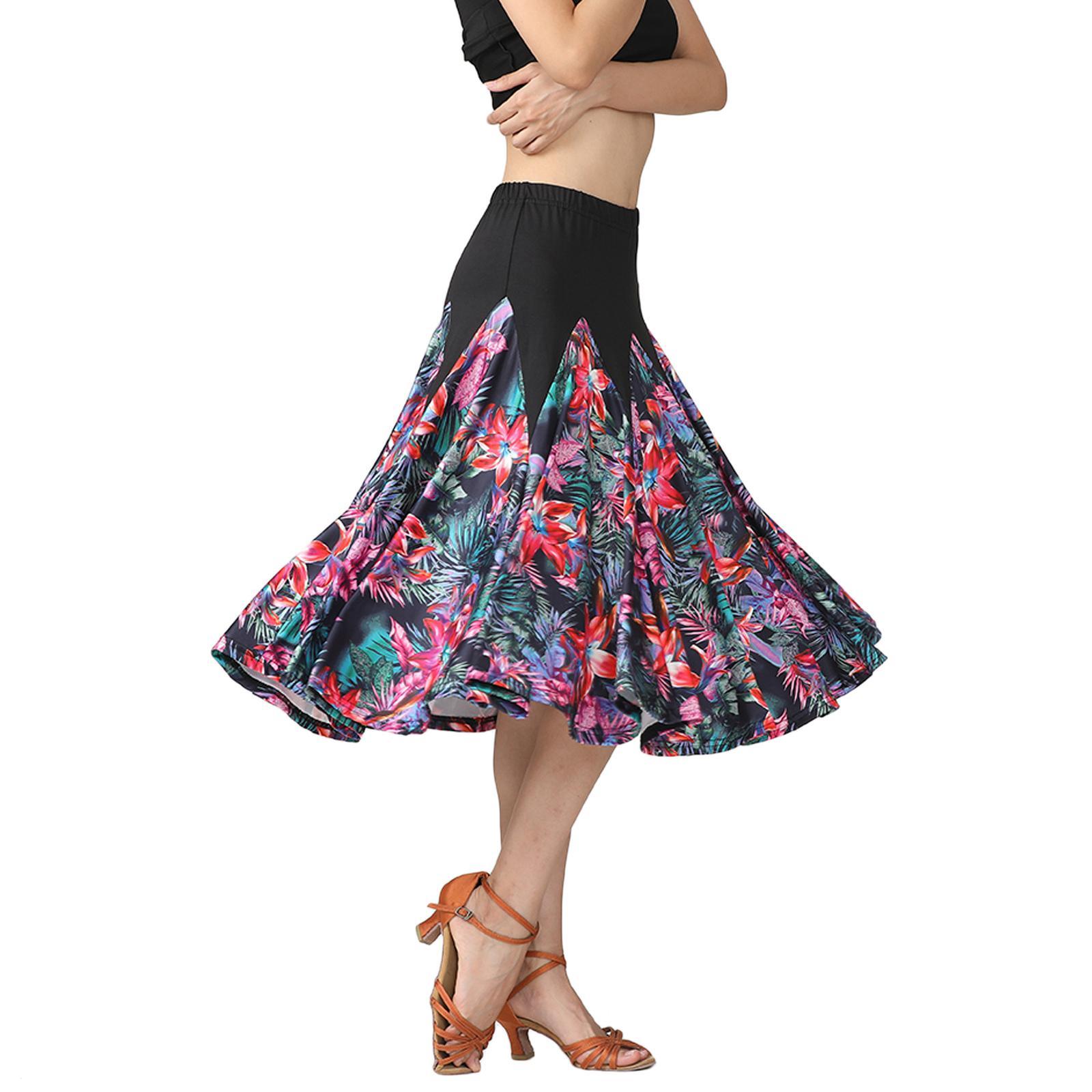 Women  Latin Ballroom Dance Skirt Waltz Flamenco Skirts Red