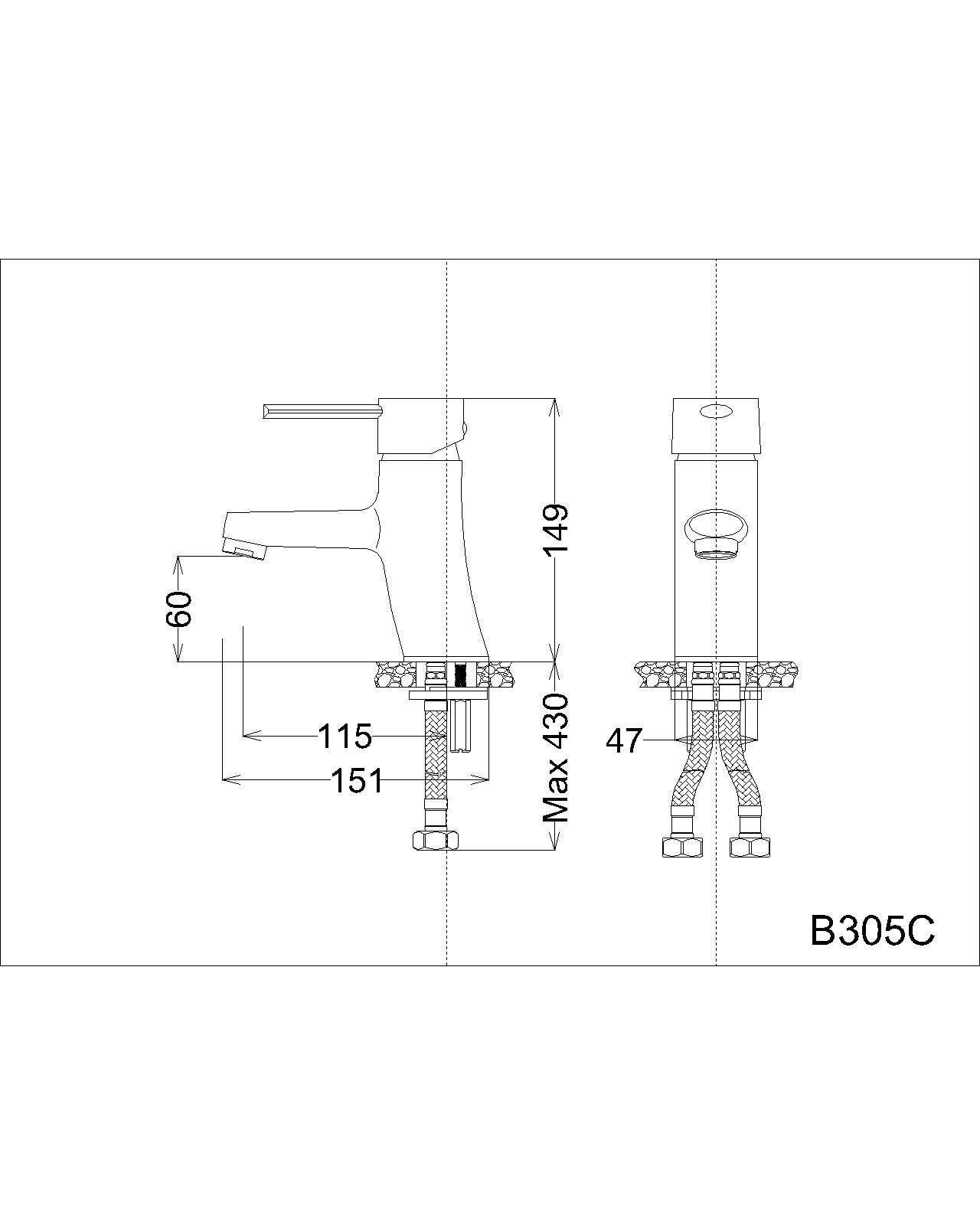 Vòi lavabo nóng lạnh Caesar B305CU (đã bao gồm bộ xả nhấn và dây cấp nước)