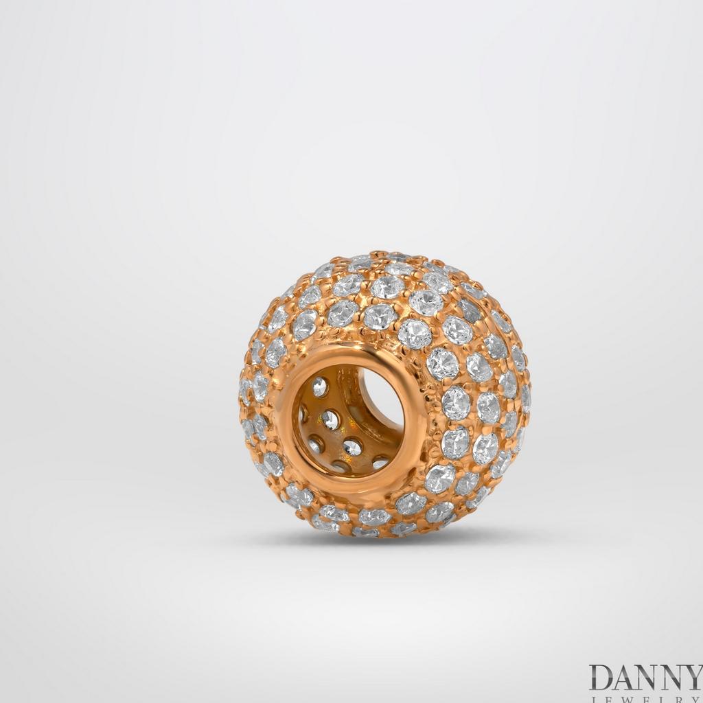 Charm Danny Jewelry Bạc 925 Xi Rhodium/Vàng hồng Đính Đá CZ Hình Cầu PK025S