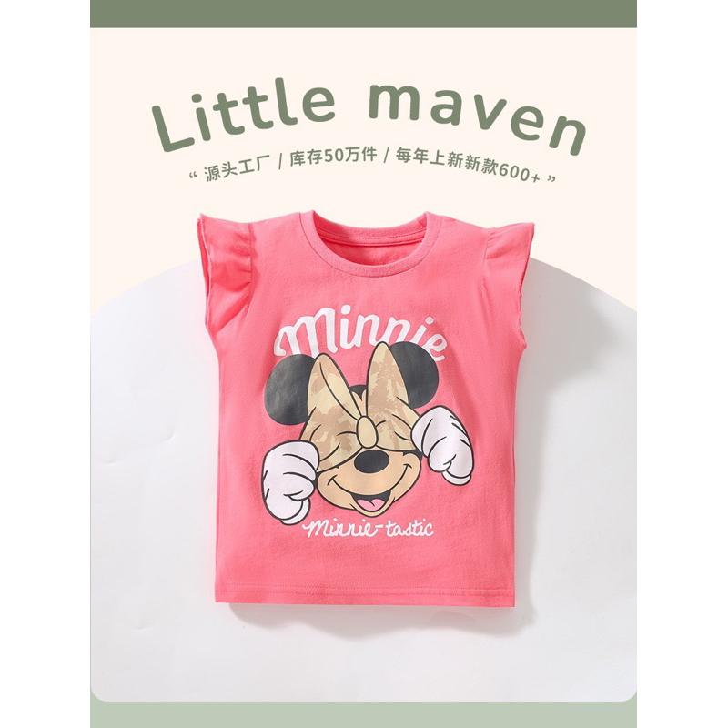 Áo thun bé gái Malwee- Little maven, áo trẻ em cotton họa tiết mickey và hoa 10-30kg