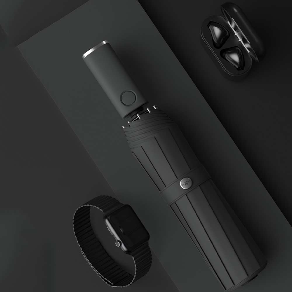 Ô Dù Che Nắng Che Mưa Gấp tự động kiêm Đèn Led soi sáng sạc pin USB Ô Di Động Ngoài trời phong cách Hàn Quốc