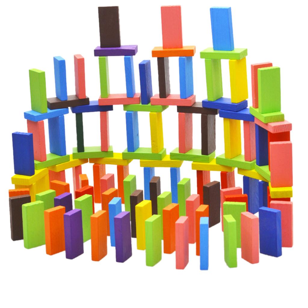 120pcs Wooden Dominos Block Set Educational Toy Domino Racing Game  10 color