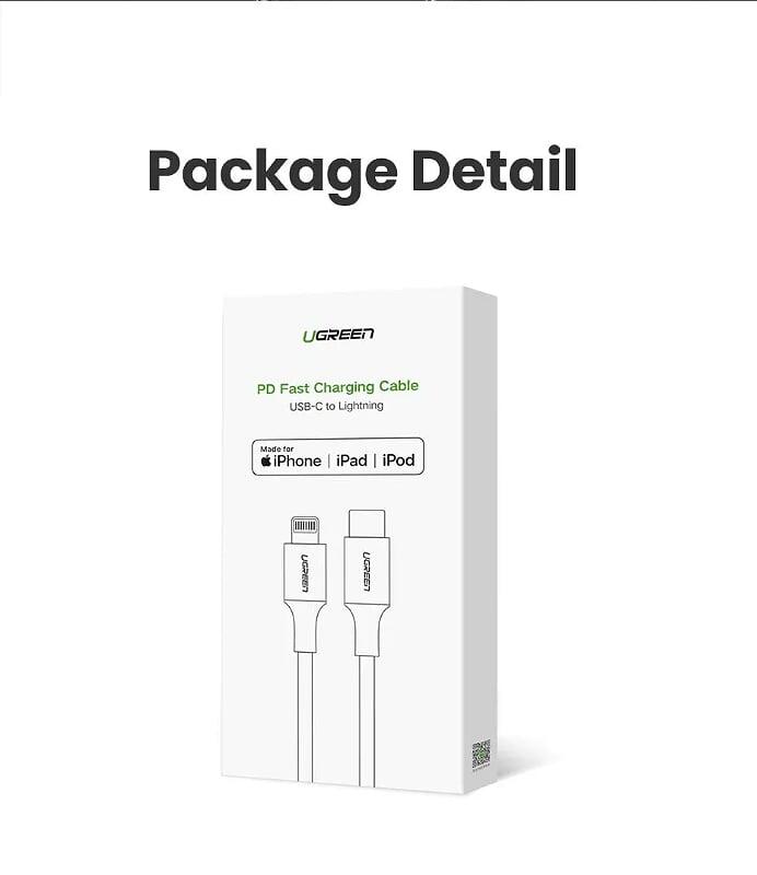 Ugreen UG80564US304TK 1M màu xanh đen cáp chuyển usb type c ra apple lightning dây dù hỗ trợ sạc nhanh PD - HÀNG CHÍNH HÃNG