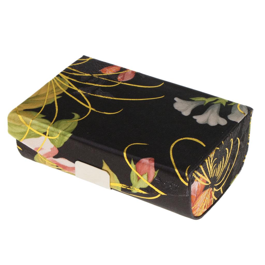 Embroidered Brocade Lipstick Lip Gloss Case Jewelry Storage Box Makeup Holder With Mirror Inside with Snap-On Closure
