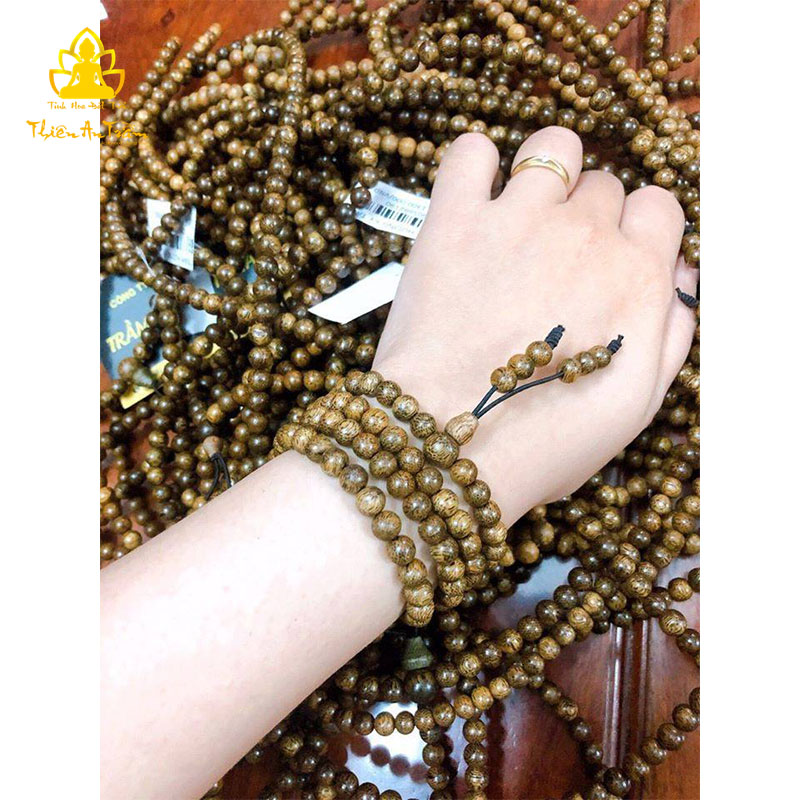 Chuỗi trầm hương 108 hạt - chuỗi trầm hương tốc tự nhiên cao cấp tài lộc hanh thông - Size 6mm