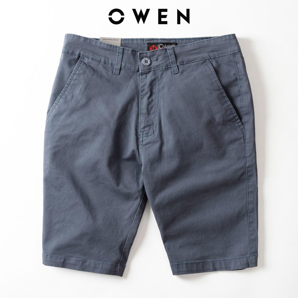 Quần short nam kaki Owen màu xám, chất liệu vải cotton cao cấp, co giãn, trẻ trung, dáng slimfit năng động