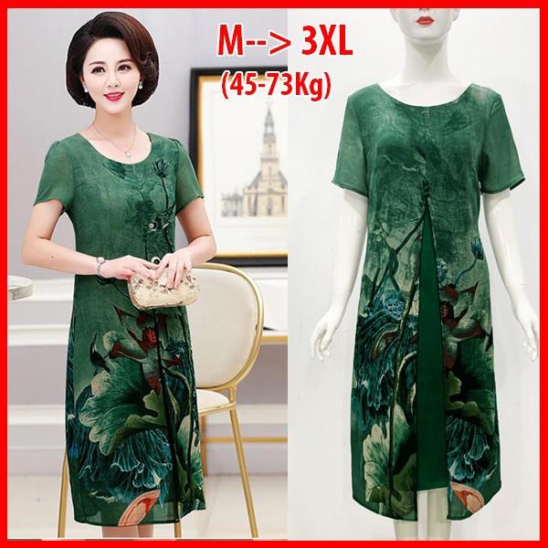 ️Đầm Suông Trung Niên️ Kiểu Đầm Big Size Kèm Họa Tiết Cho Trung Niên U50, U60,U70 Đi Dự Tiệc