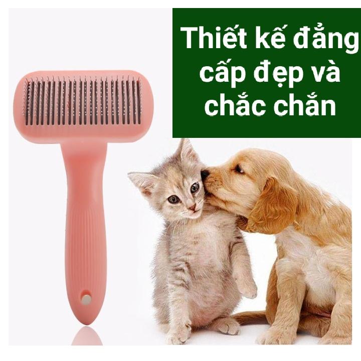 Lược chải lông chó mèo thế hệ mới - cải tiến nút bấm lấy lông tiện lợi - 2 màu Pastel siêu đẹp