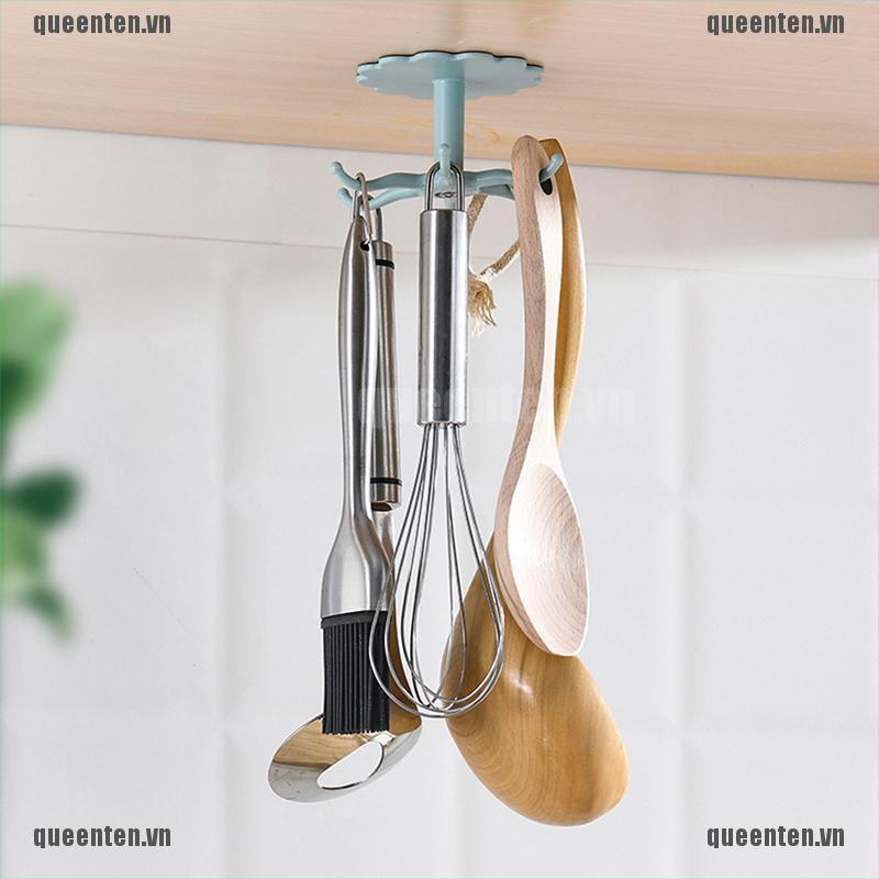 360 Degrees Rotated Kitchen Hooks Self Adhesive 6 Hooks Home Wall Door Hook QUVN