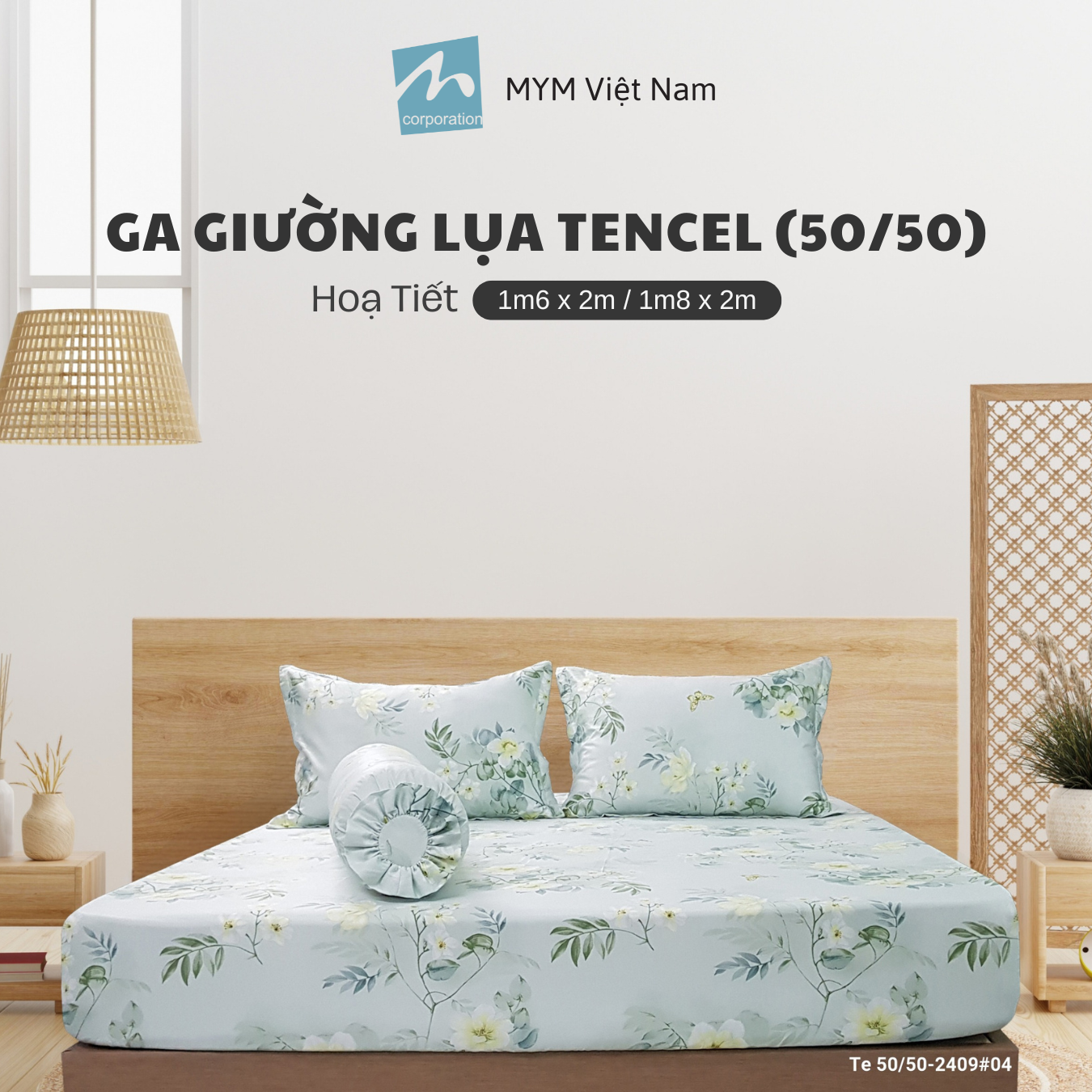 Bộ Ga Giường Tencel MYM - Lụa Tencel Thoáng Mát, Thấm Hút Mồ Hôi Tốt (4 món, không bao gồm chăn)