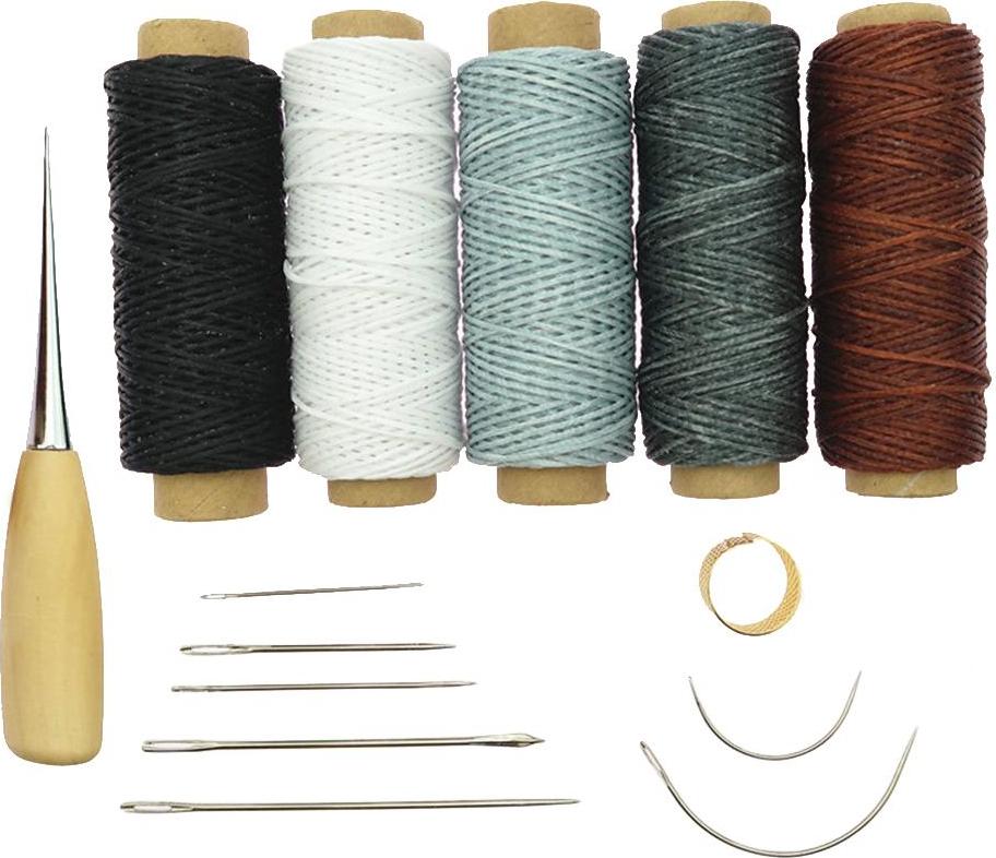 14 Cái/lốc Leathercrafts Bộ Dụng Cụ Giày Bộ Dụng Cụ Sửa Chữa: Da Sáp Dây Ren + MAY Awl + Mắt Lớn Kim
