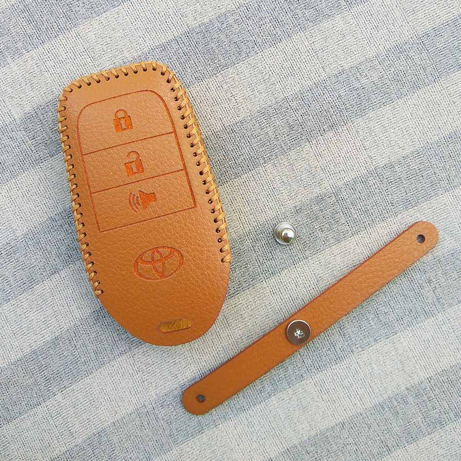 Bao da 3 nút chìa khóa smartkey cho xe hơi Toyota Fortuner