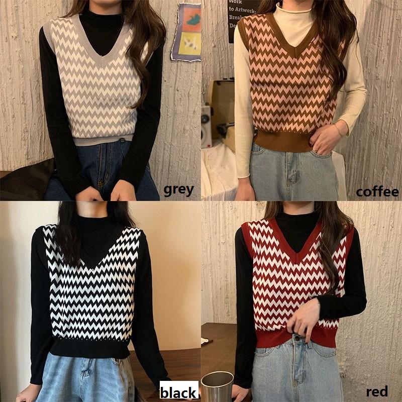 Áo Len Không Tay Cổ Chữ V Dáng Rộng Thời Trang Dành Cho Nữ