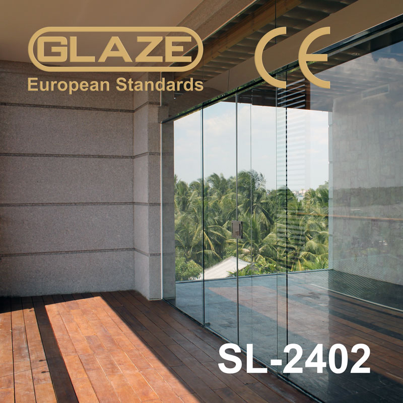 Bộ cửa trượt lùa cáp 2402 dùng cho cửa kính không khung - Glaze