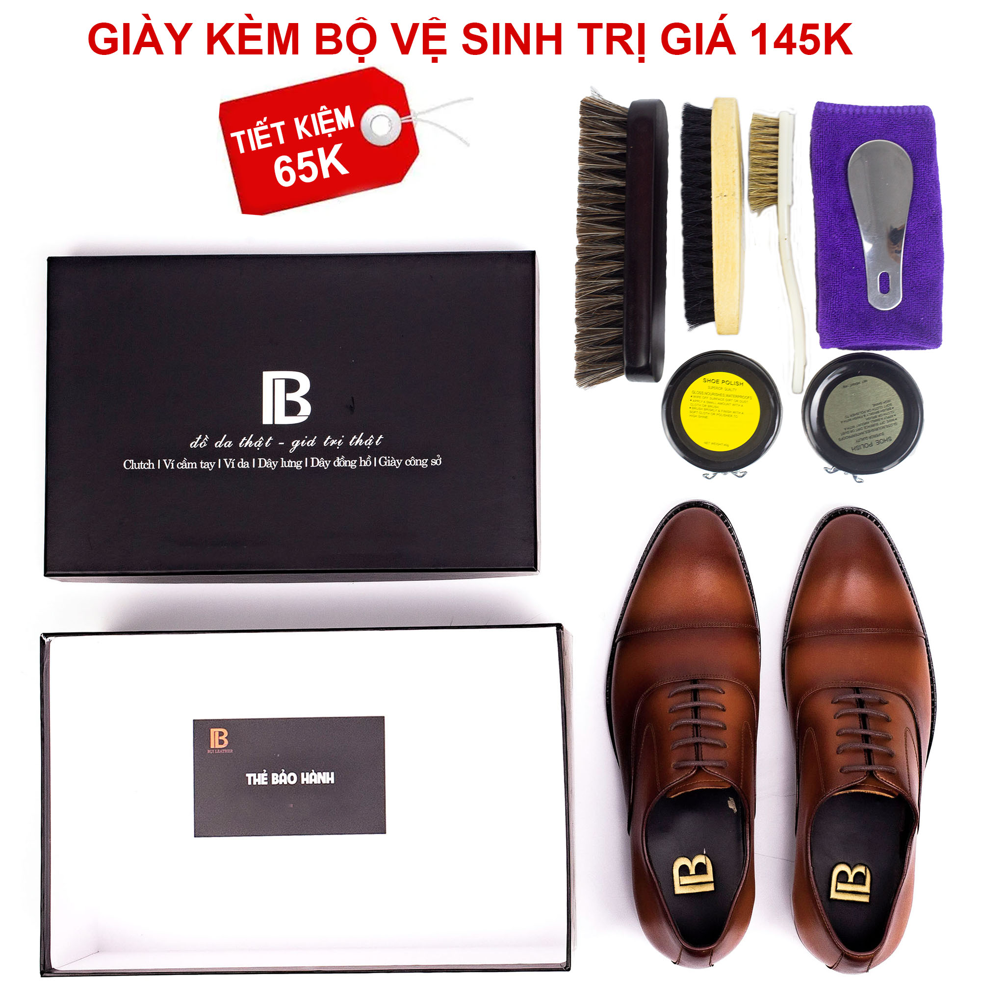 Giày da nam, giày oxford công sở Bụi Leather G105 - Da bò Nappa cao cấp