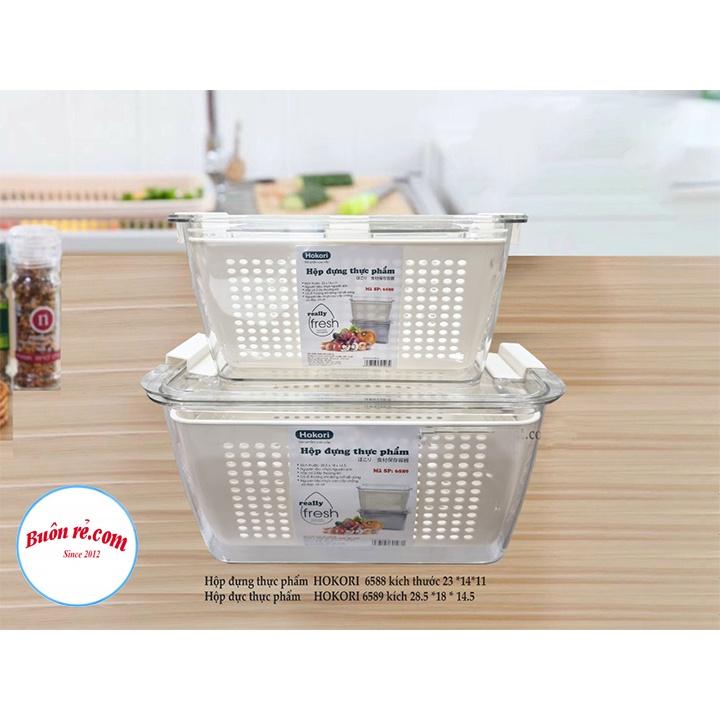 Hộp đựng thực phẩm tủ lạnh 2 lớp Hokori tiện lợi , dễ dàng bảo quản thức ăn, có lỗ thoát nước br01542