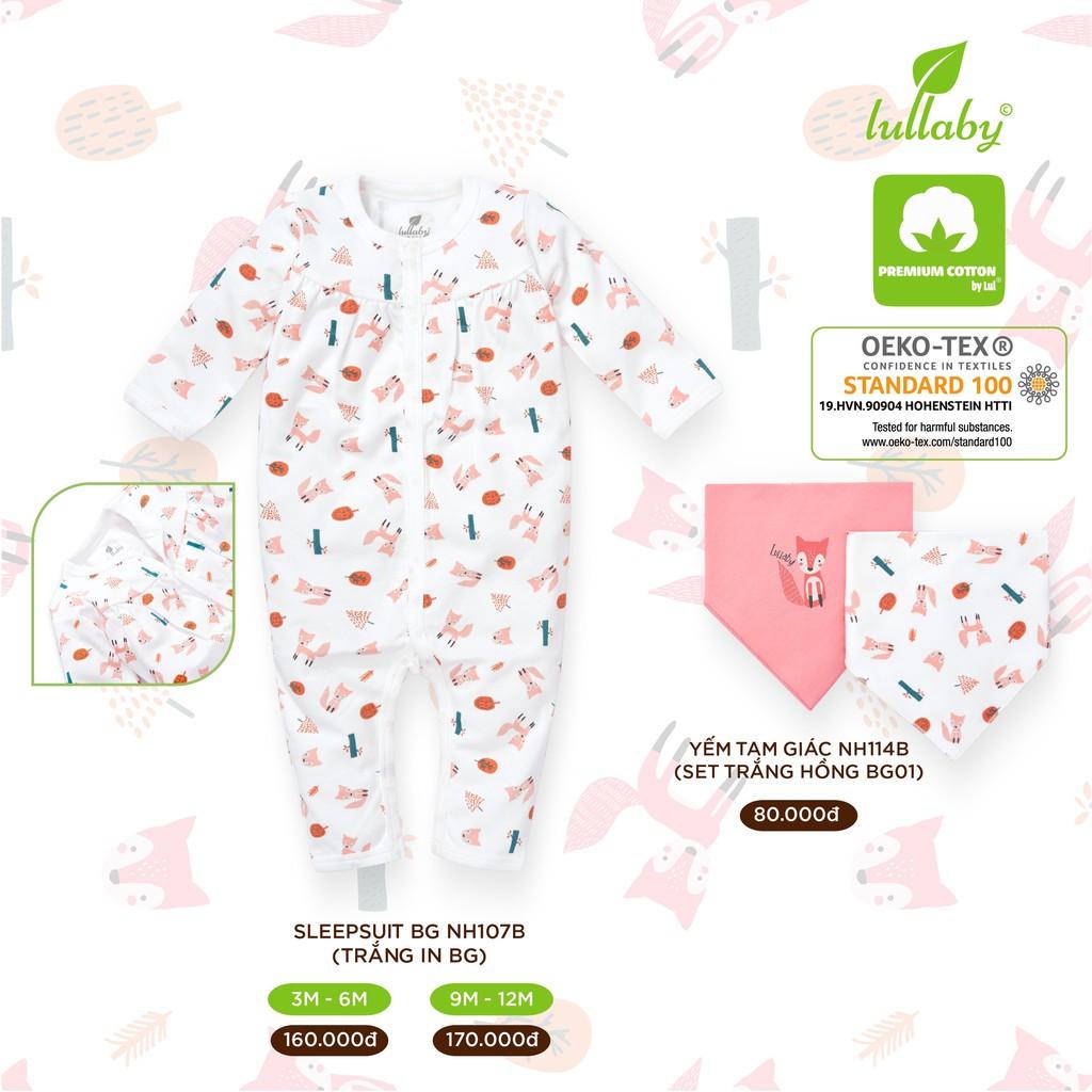 Set 2 yếm cotton dày Lullaby, yếm tam giác cài cúc sơ sinh Lullaby cao cấp