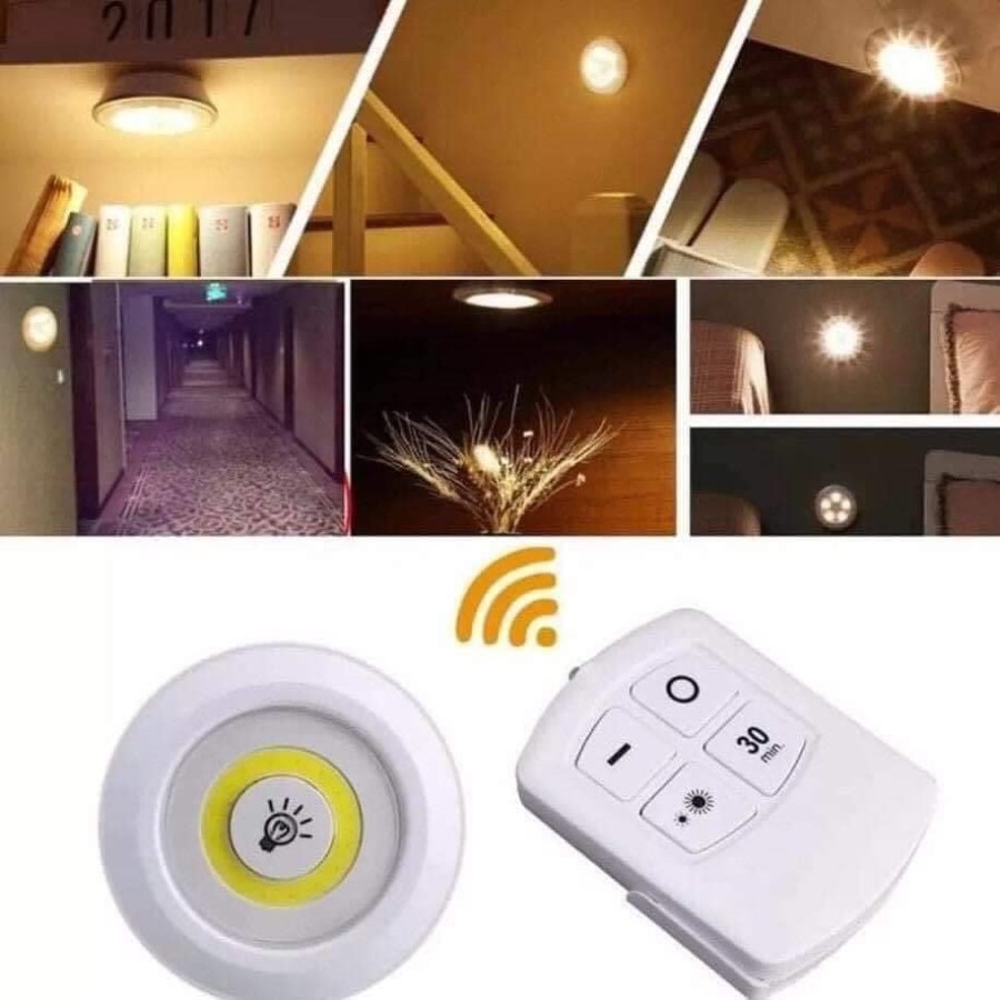 Hình ảnh Bộ 3 Đèn LED chiếu sáng không dây - Dán tường, 2 chế độ sáng, có điều khiển từ xa, dùng pin