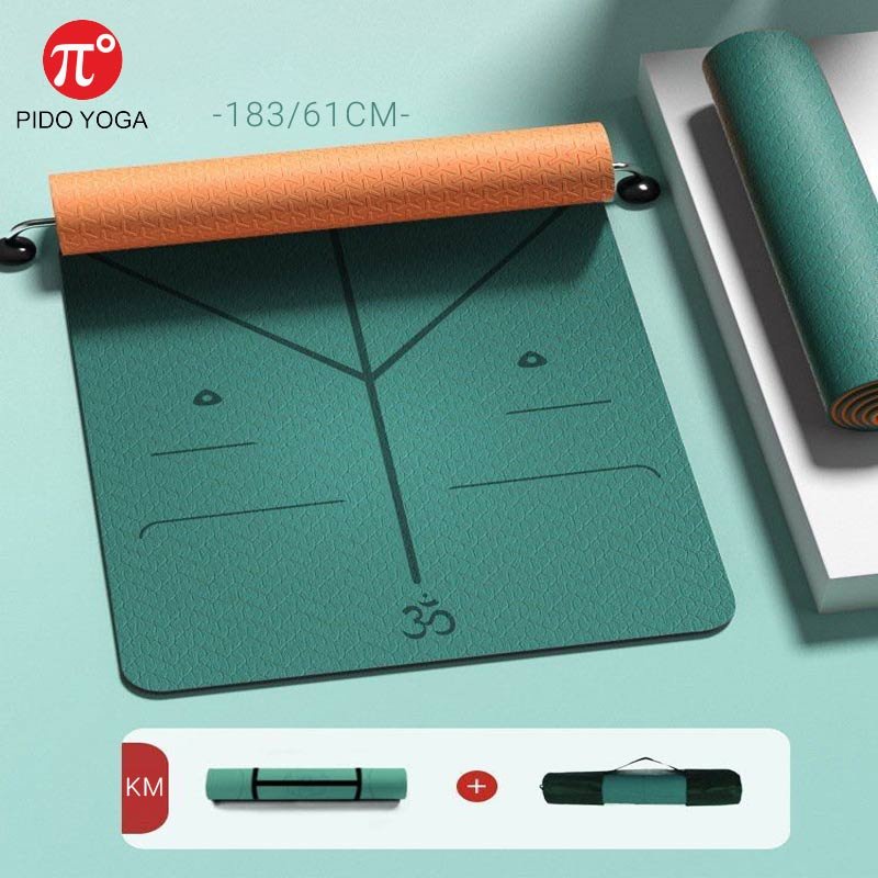 Thảm Tập Yoga , Gym , Định Tuyến Cao Cấp Loại 1 -Thảm TPE 8mm- Xanh Biển -Tặng Kèm Túi & Dây Đeo - Cực Êm, Chống Trơn , Siêu Bám Sàn
