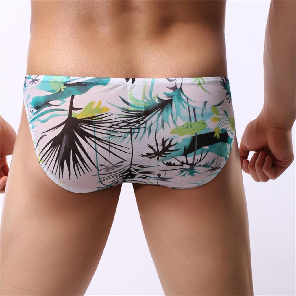 Men Printed Sheer Mesh Net Boxer Briefs Flower Underpants Bulge Pouch