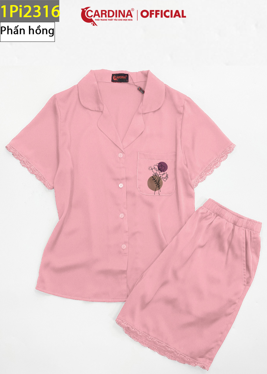 Đồ Bộ Pijama Nữ CARDINA Chất Lụa Satin Nhật Viền Ren 1Pi23