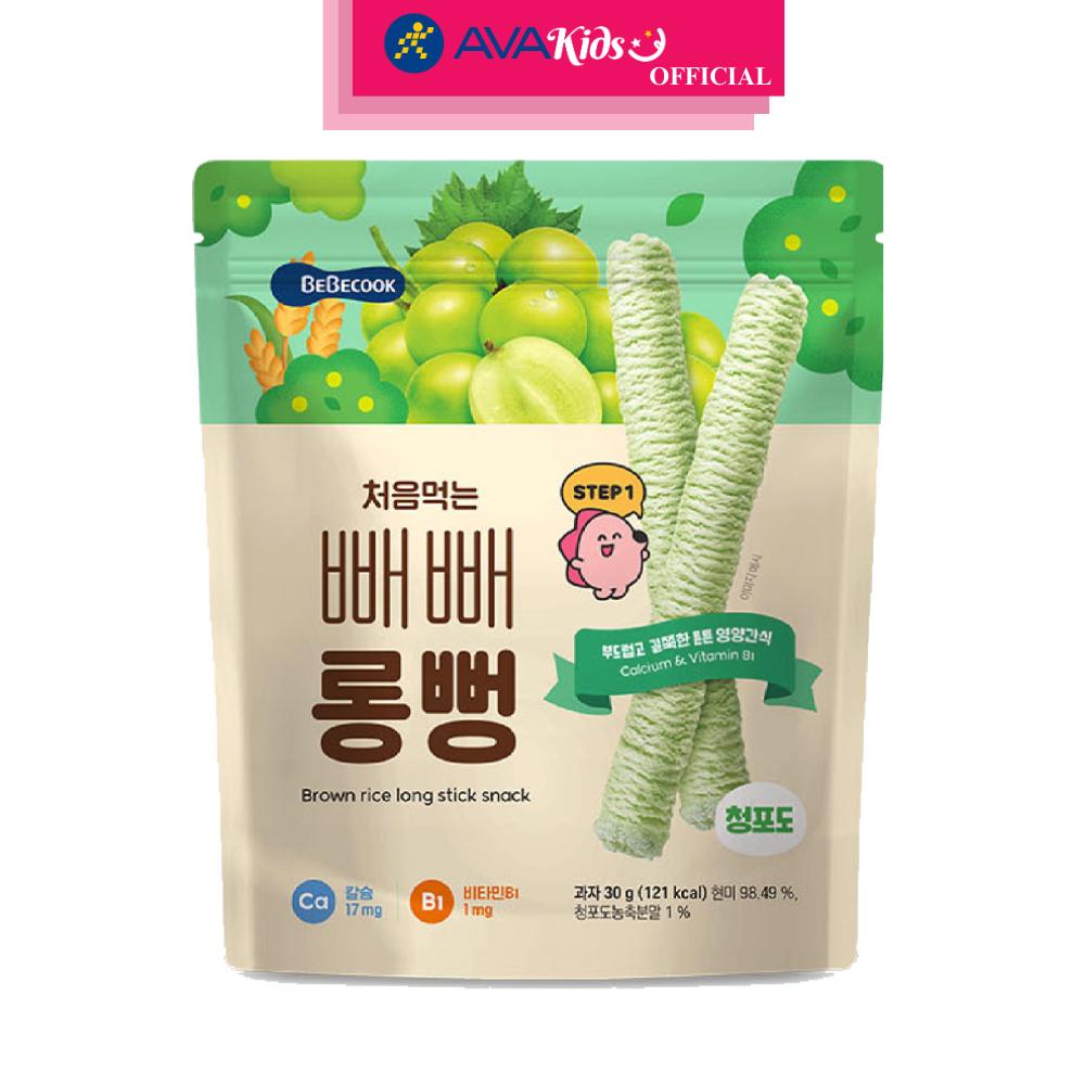 Bánh gạo lứt ăn dặm BeBecook vị nho xanh gói 30g (từ 7 tháng) - Hàng Chính Hãng