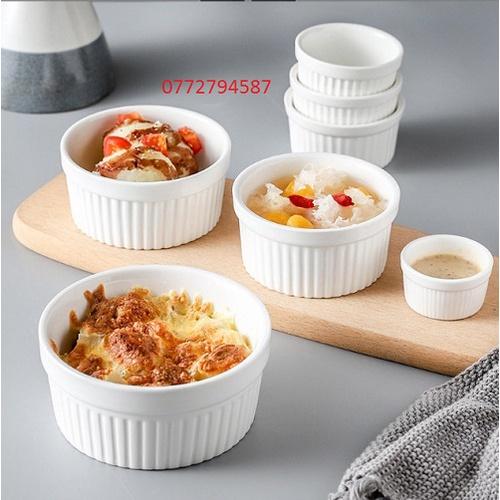 Chén Sứ Ramekin Sọc Đựng Gia Vị Cao Cấp Tròn