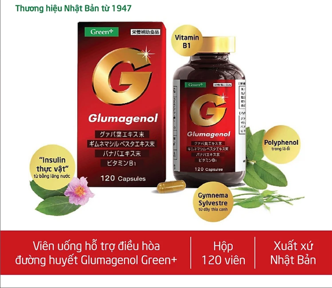 Viên uống hỗ trợ điều hòa đường huyết Nhật Bản - Glumagenol Green+