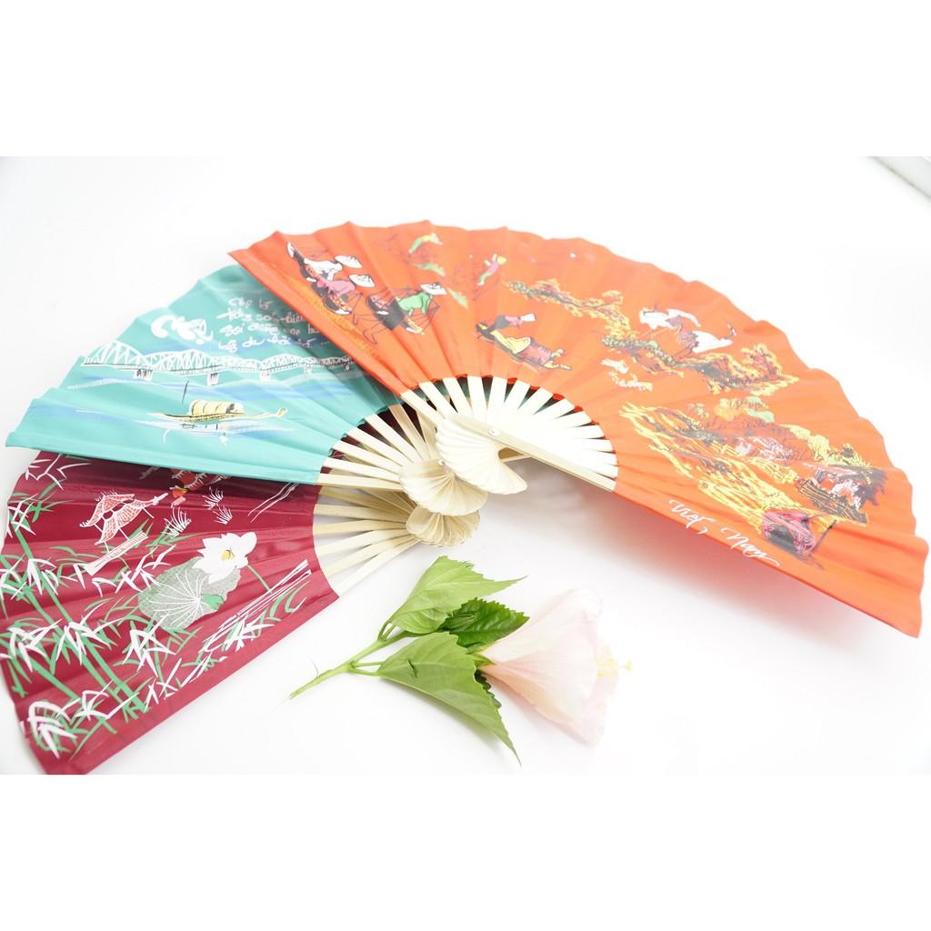 Quạt vải cầm tay phong thủy vẽ tranh & thư pháp - Nhiều màu và cỡ