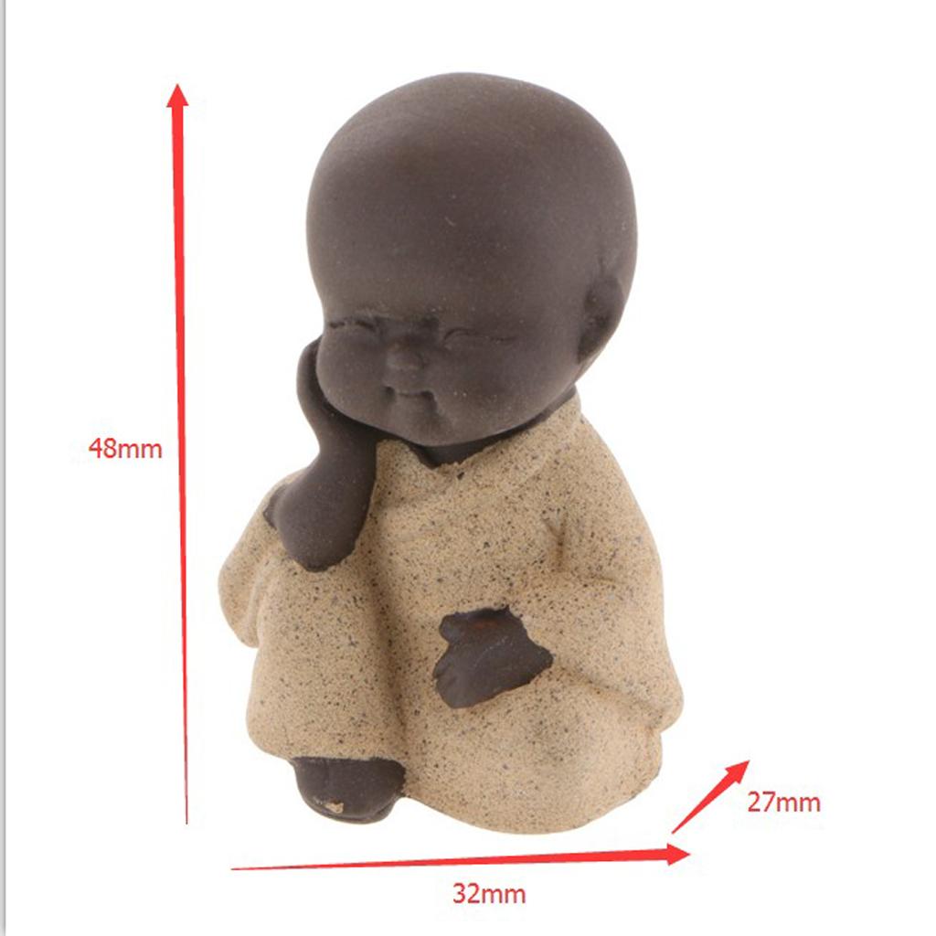 Ceramic Small Buddha Statue Small Monk Figurine Tea Pet Decorative Ornaments