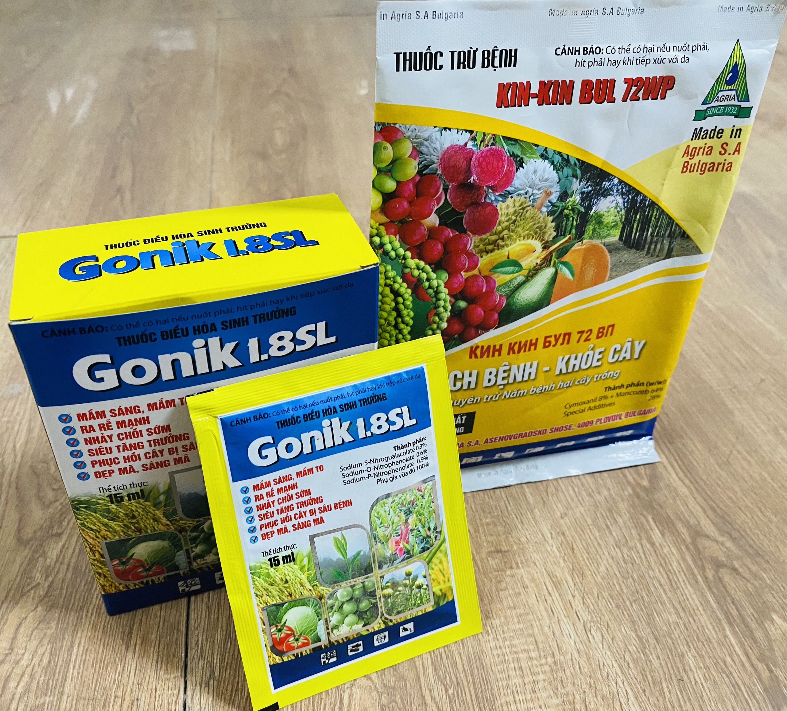Combo trừ bệnh KinBul 100g và điều hoà sinh trưởng Gonik 15ml - Sạch bệnh, phát triển toàn diện, cải thiện mẫu mã