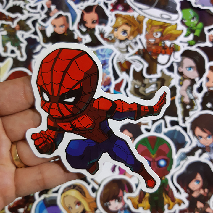 Bộ Sticker dán cao cấp chủ đề NHÂN VẬT HOẠT HÌNH CHIBI - Dùng dán Xe, dán mũ bảo hiểm, dán Laptop