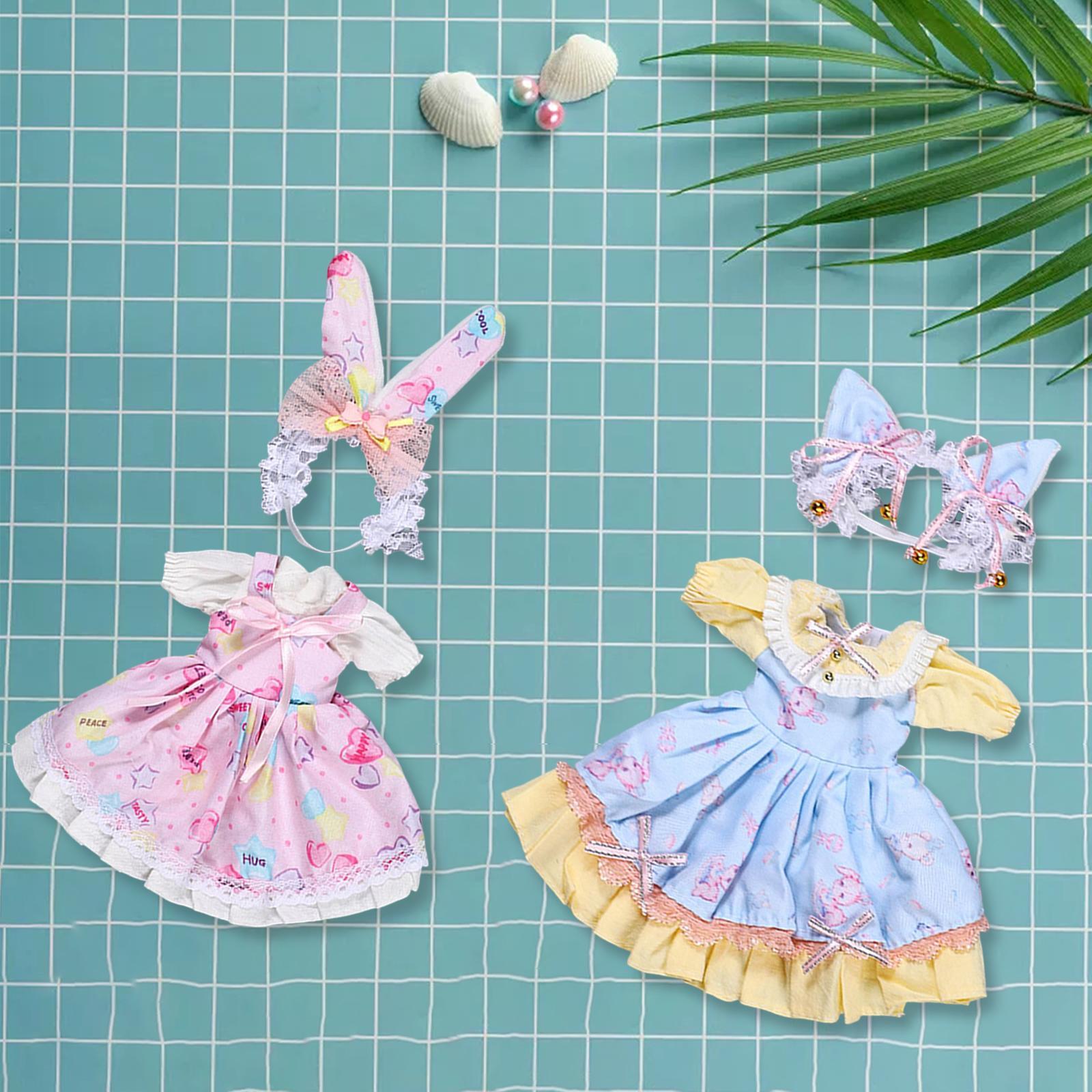 2 Pieces Fashion Doll Clothes Dress Set Handmade Outfits for 12'' inch Dolls