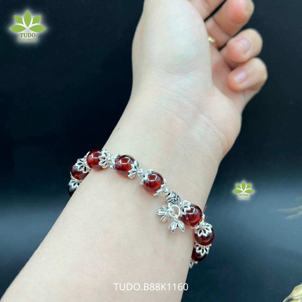 Vòng Tay Nữ Đẹp - Vòng Phong Thủy Mệnh Hỏa, Thổ TUDO VCBGARN AG925 B88K1160 Charm Tua Rua, Hoa, Mèo - Tài Lộc