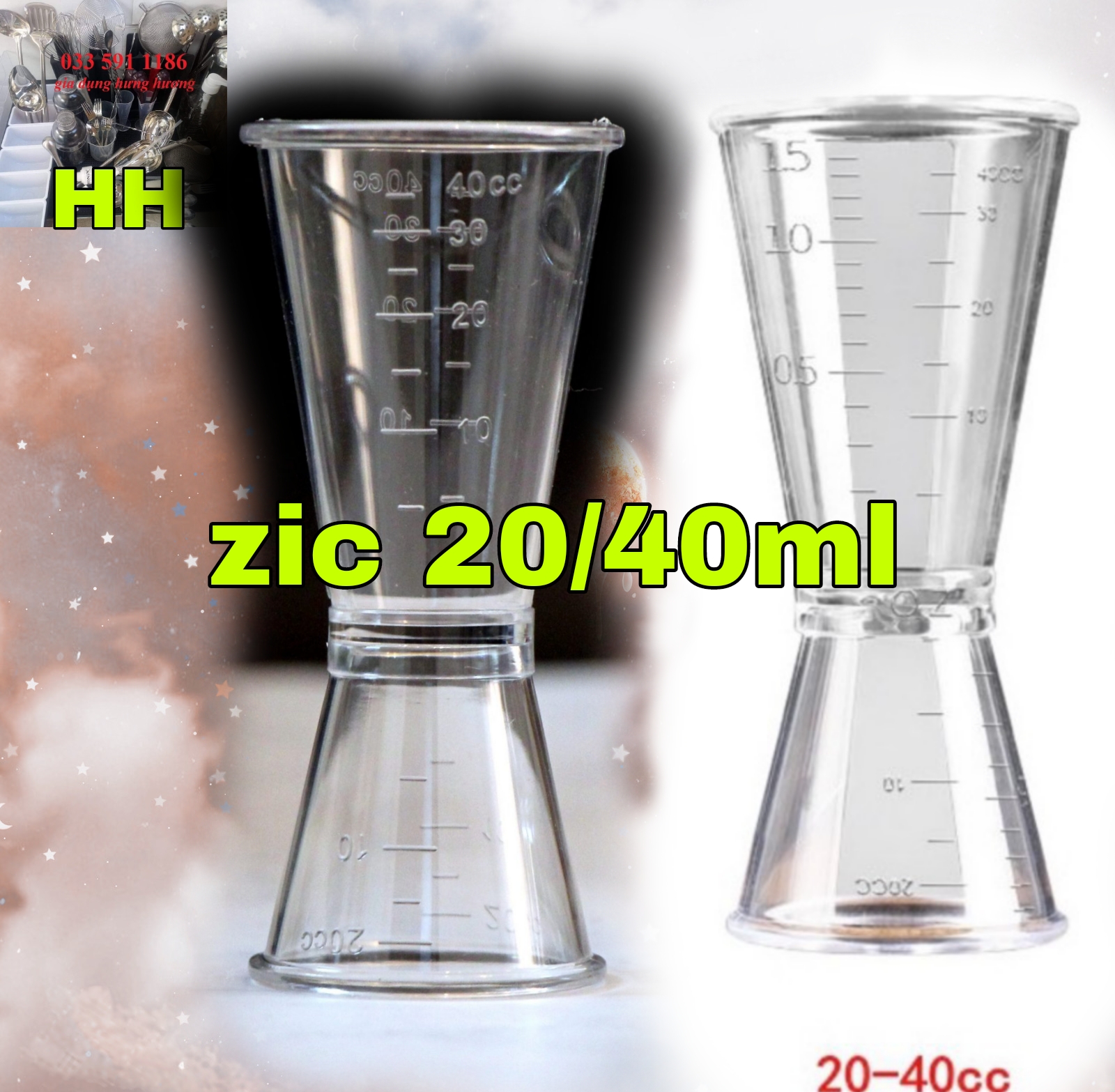 zic 20/40ml, dụng cụ pha chế