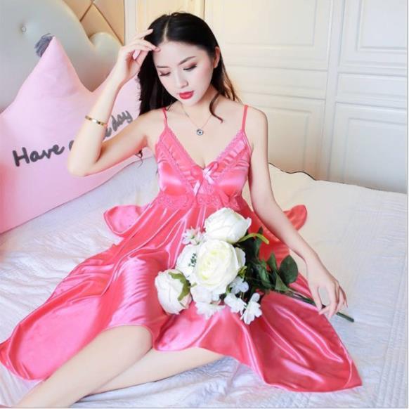 Đầm Ngủ Sexy Váy Ngủ Hàn Quốc ️FreeShip - Chất Đẹp️Lụa Satin 2 Dây Đẹp Gợi Cảm Quyến Rũ