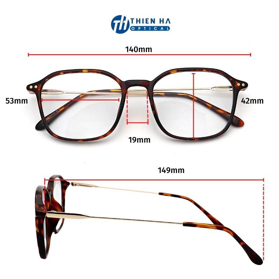 Gọng kính cận vuông nam nữ THIÊN HÀ OPTICAL form vuông càng kim loại mảnh chắc chắn nhẹ màu sắc trẻ trung TH1968