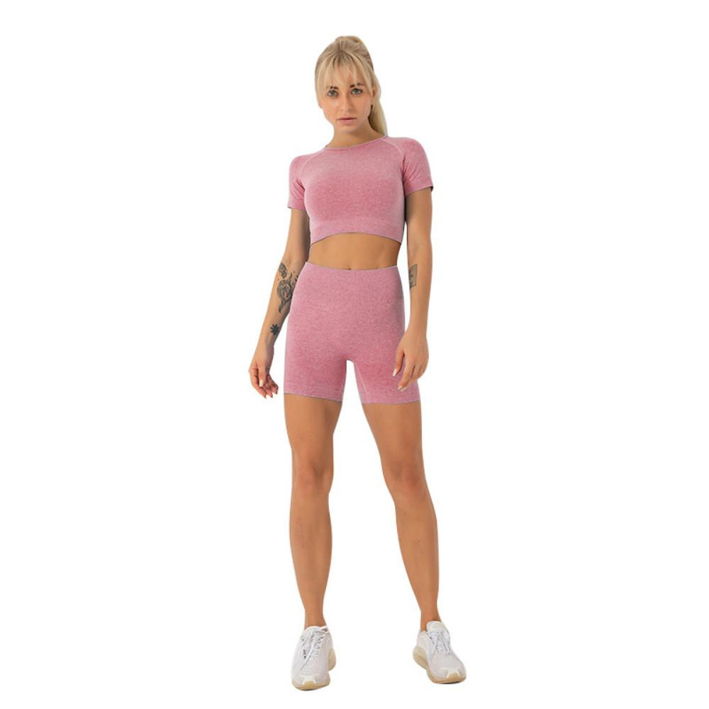 Mới 5 Nữ Liền Mạch Yoga Bộ Thể Dục Thể Thao Lửng Tập GYM Quần Áo Yoga Áo Thun + Cao Cấp Chân Váy + Áo Bra + Quần Short Quần Tập Luyện