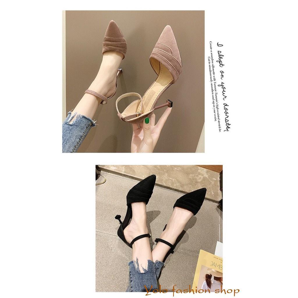 Giày cao gót nữ da lộn siêu mềm gót nhọn 7cm hàng thiết kế cao cấp CC05