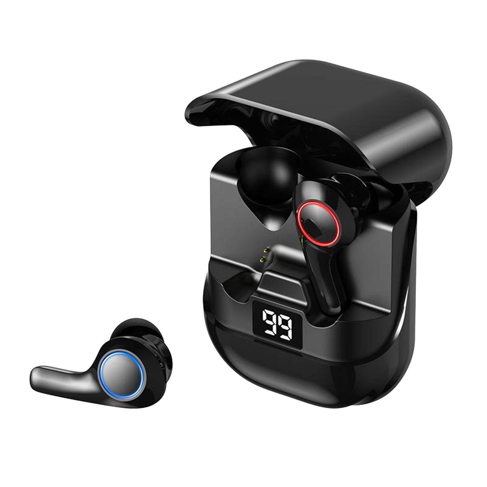Sports Waterproof Bluetooth Earphones Headsets Charging Box - Black
