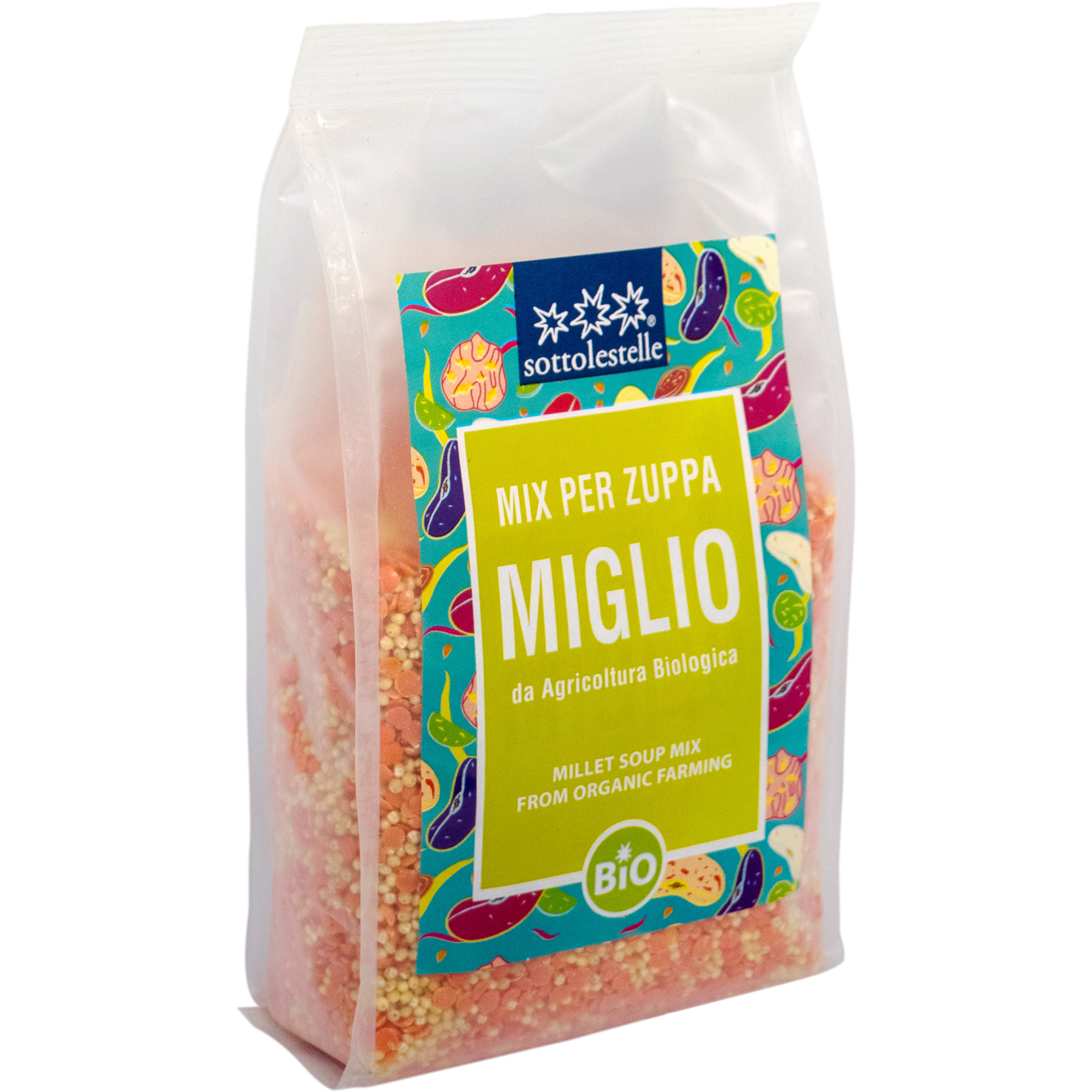 Hạt dinh dưỡng hỗn hợp 2 loại hạt hữu cơ Sottolestelle 400g Organic Millet mix Red Lentils