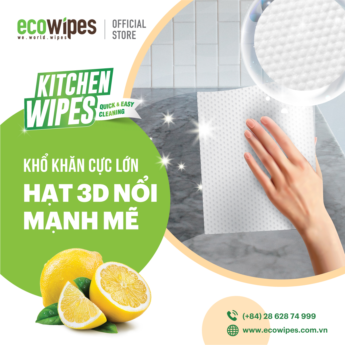 Khăn ướt lau bếp Ecowipes 42 tờ - 1 gói